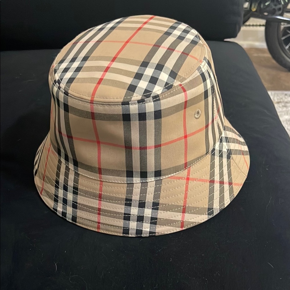 Burberry Beige Checkered Bucket Hat